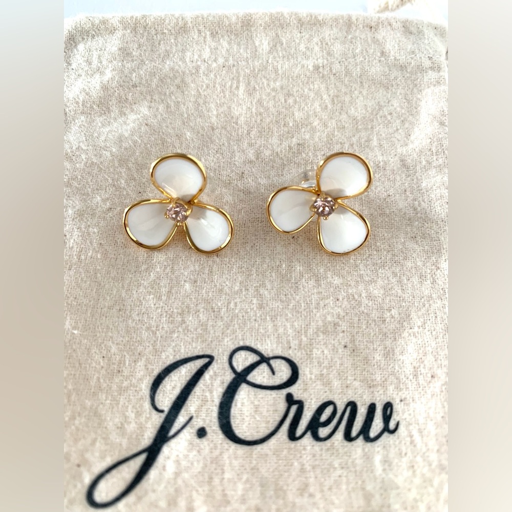 J. Crew delicate floral blossom pierced earrings.